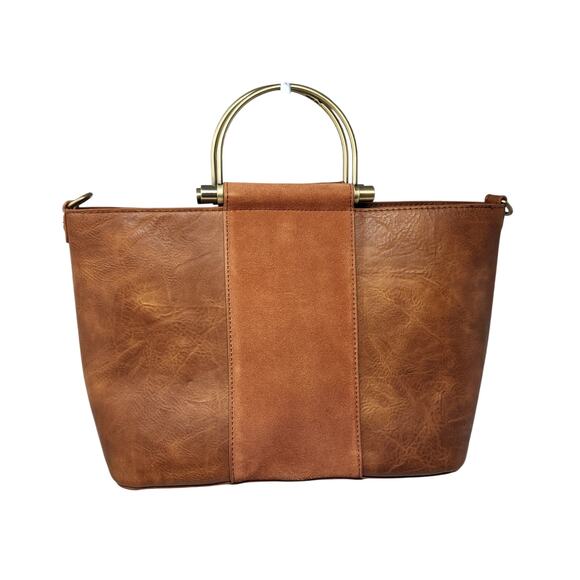 Antik Kraft Brown Vegan Leather Top Handle Casual Modern Hand Bag Neutral Boho - Picture 1 of 12